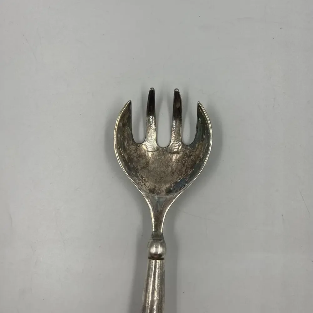 Vintage Silver Plated‎ Salad Serving Fork Scoop True MidCentury Modern MCM